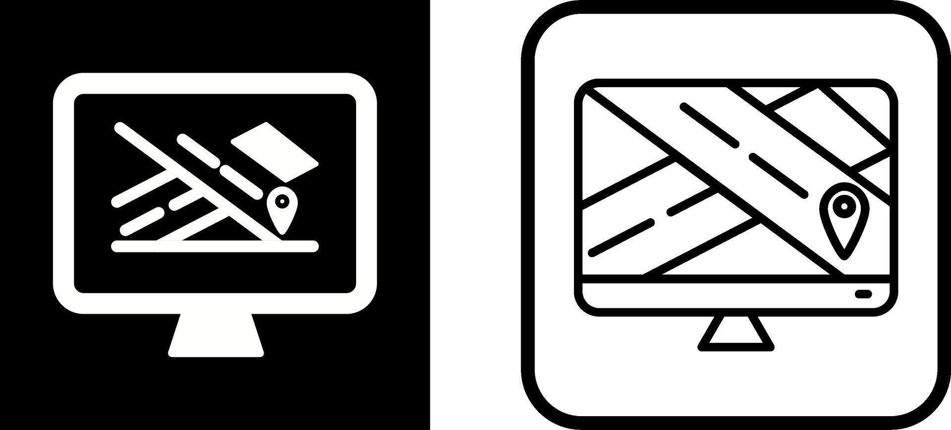 Map on Monitor Vector Icon