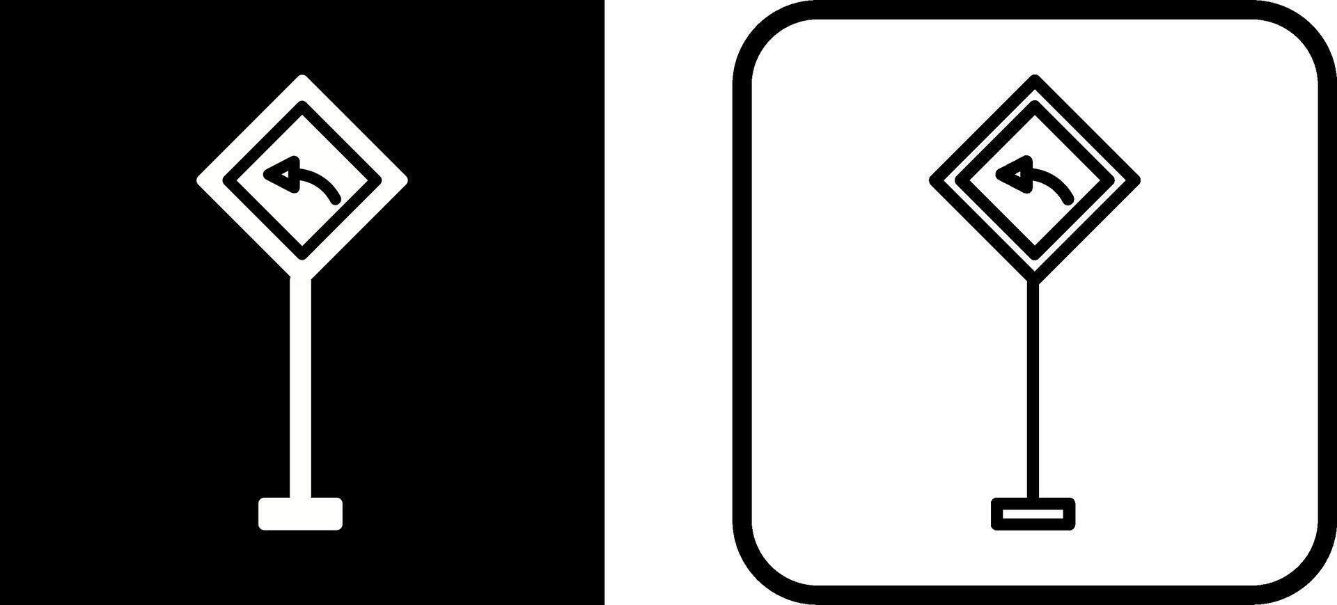 Left Turn Ahead Vector Icon