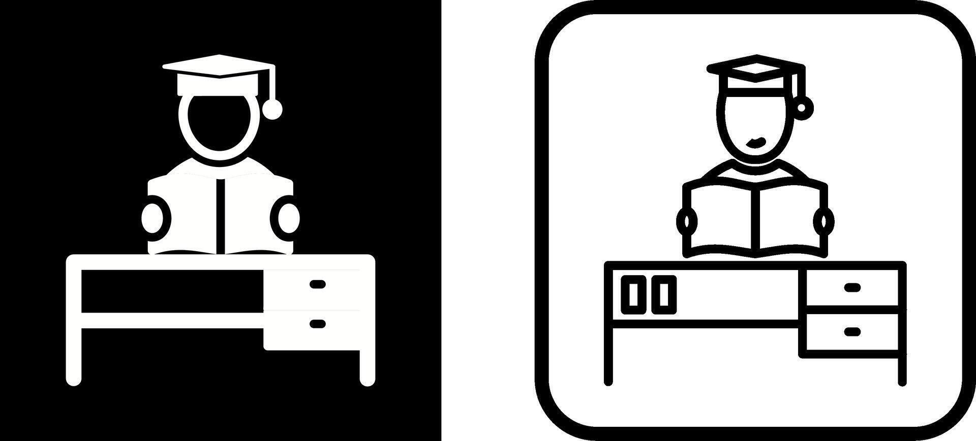 estudiando en escritorio ii vector icono