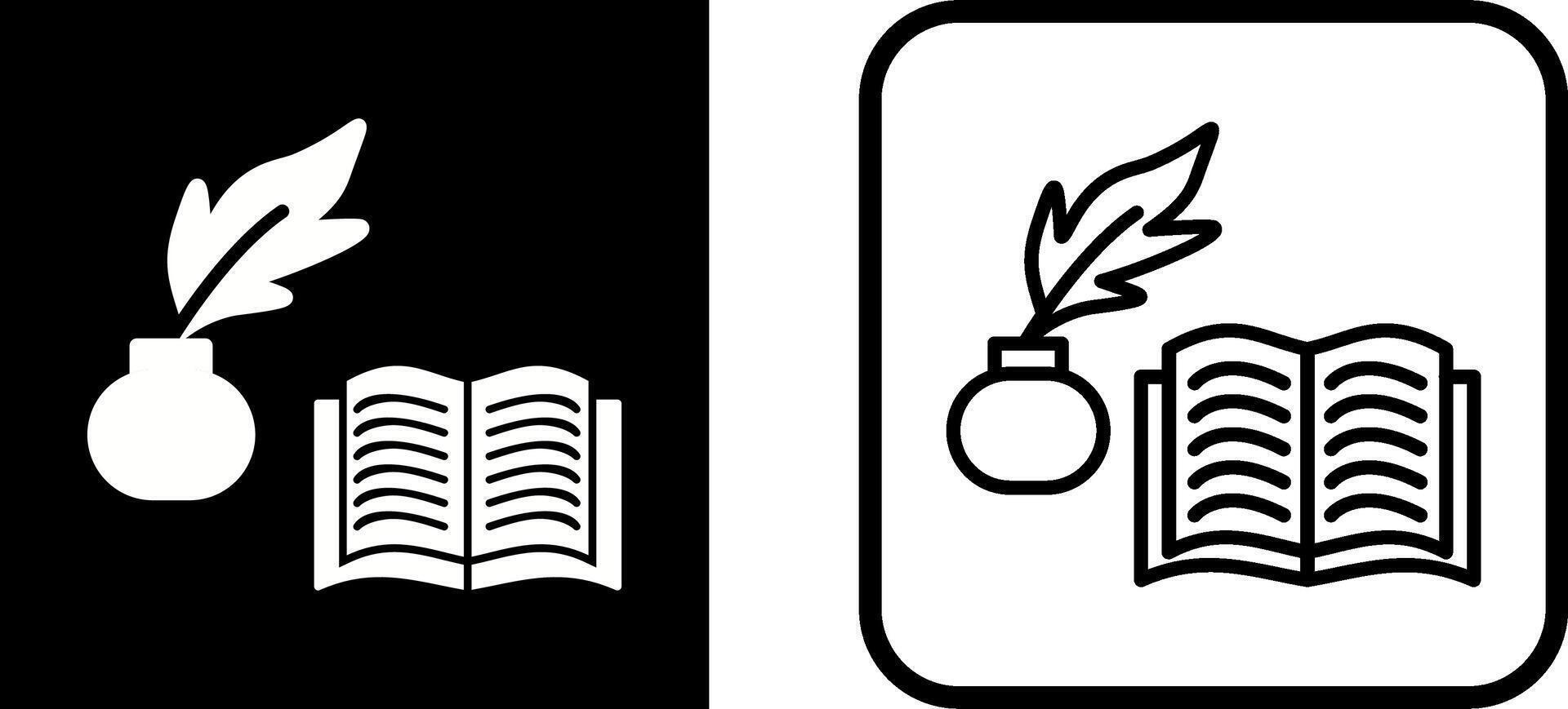 Quill and Book Vector Icon