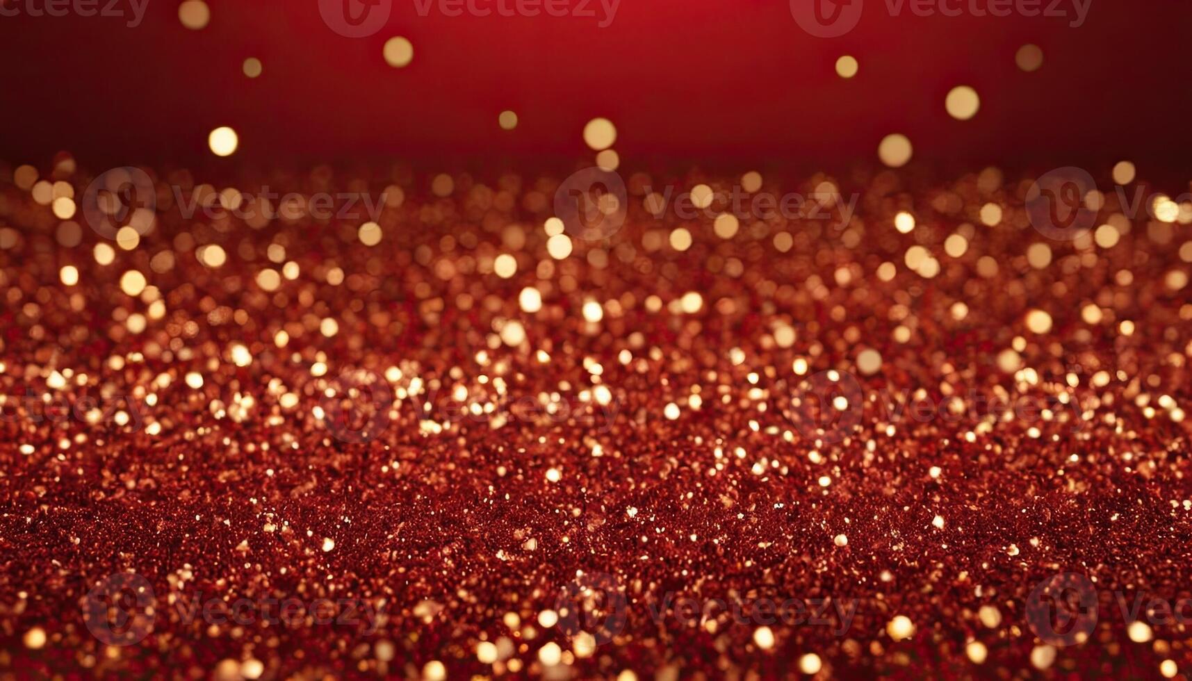 AI Generated Abstract background, dark red, gold particles - Christmas golden light shine particles bokeh. photo