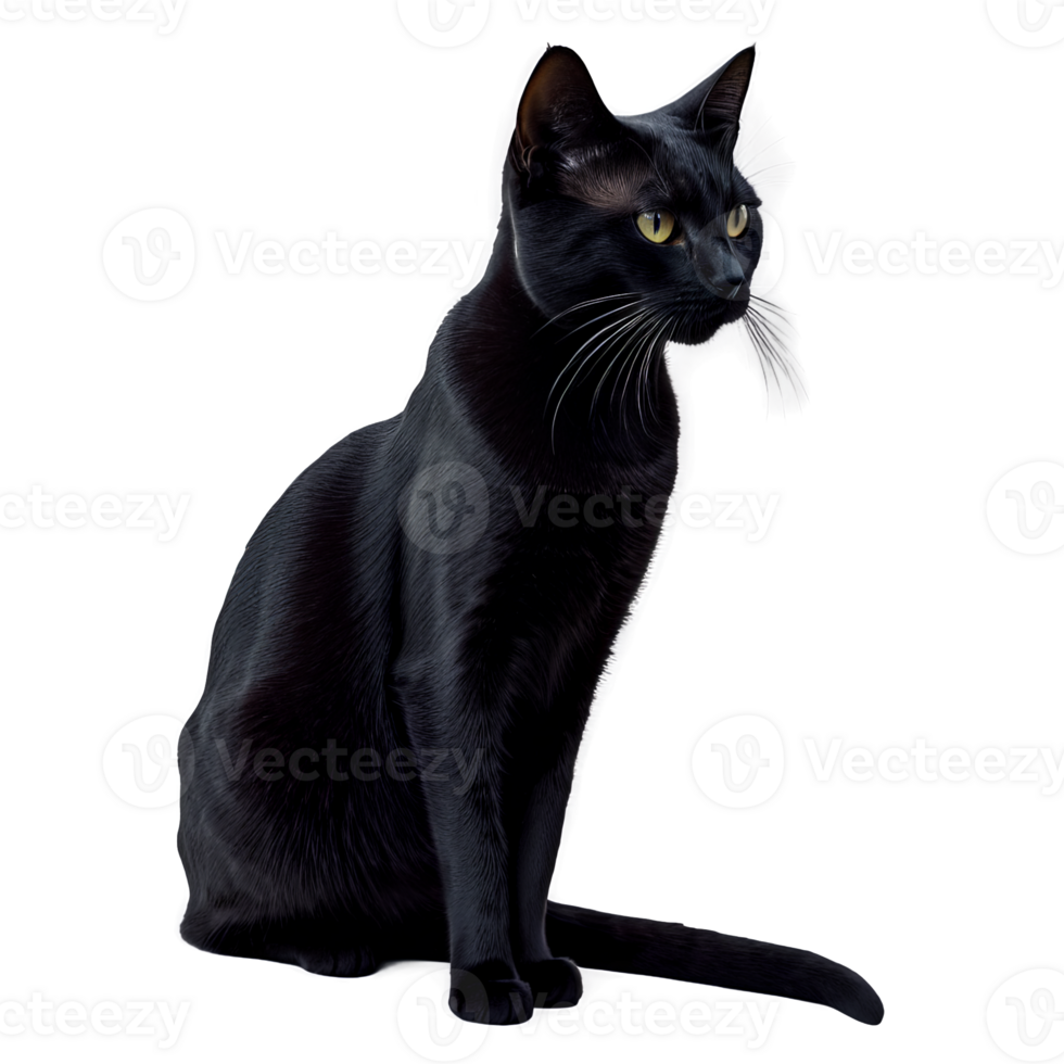 AI Generated Silhouette of European Shorthair Cat isolated on transparent background png