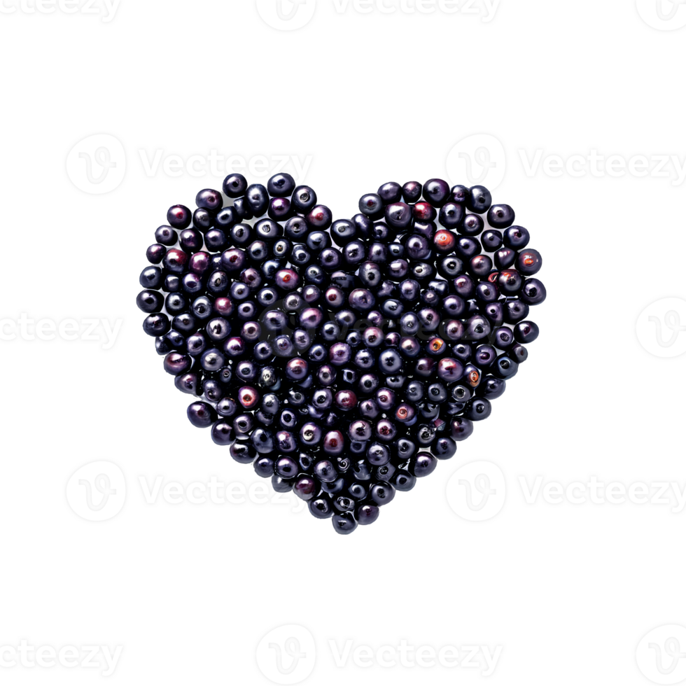 AI Generated Crowberries deep purple black small and round loosely scattered in a heart formation Food and png