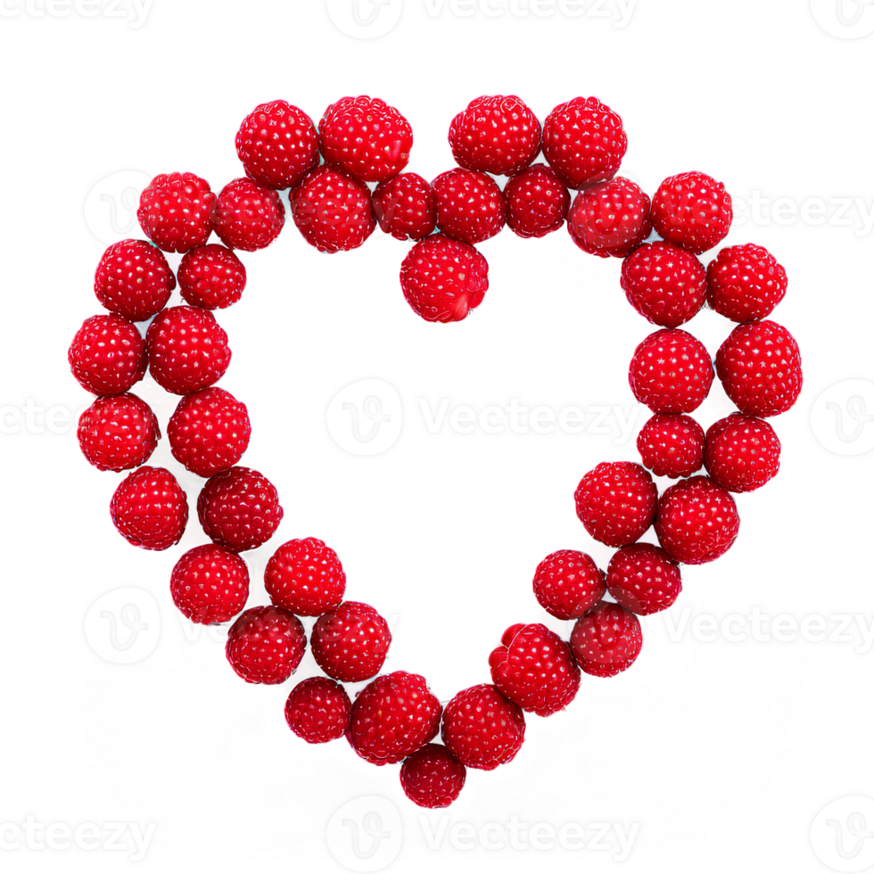 AI Generated Yangmei berries bright red small and round tightly packed in a perfect heart outline Food png