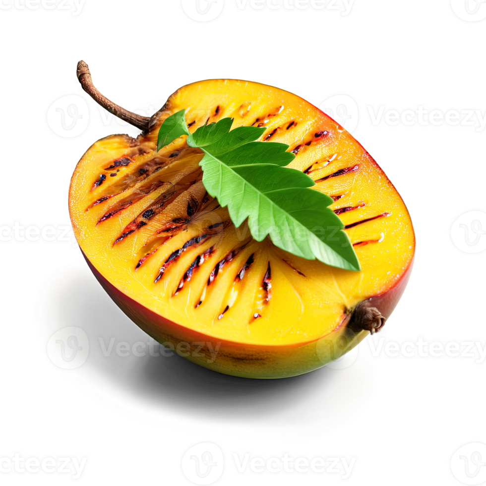 AI Generated grilled mango, drizzled with lime juice and topped with a sprinkle of chili powder, png