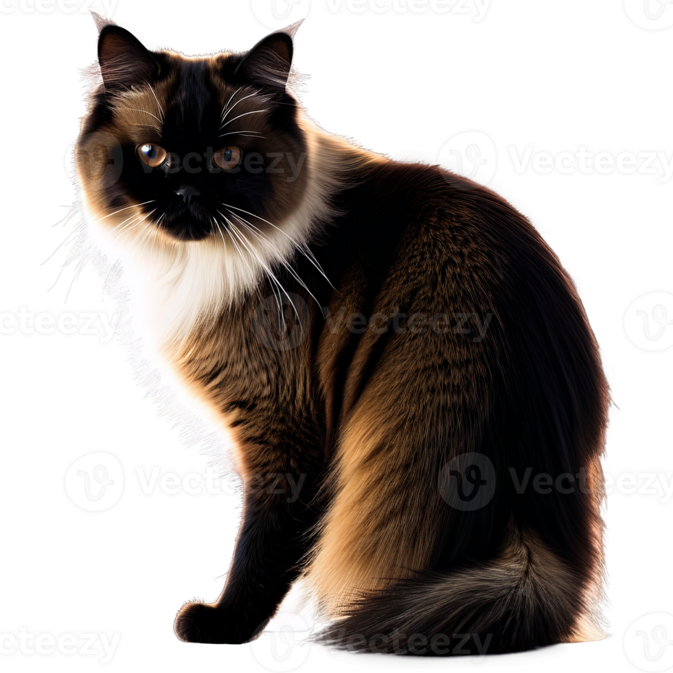 AI Generated Silhouette of Himalayan Cat isolated on transparent background png