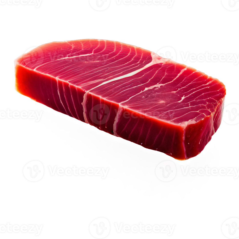 AI Generated Raw tuna steak deep red hue firm texture captured in natural light Food and culinary png