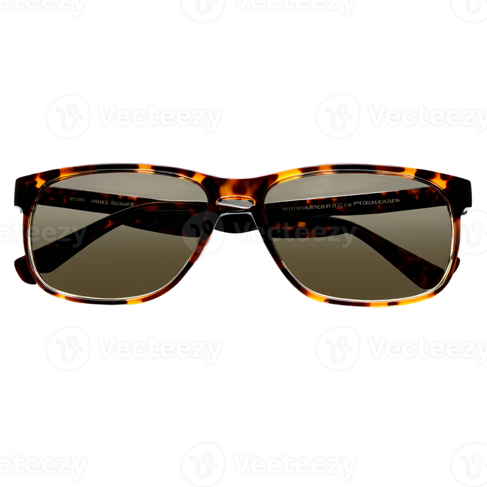 AI Generated Stylish sunglasses with polarized lenses and a tortoiseshell frame laid flat on a transparent background png
