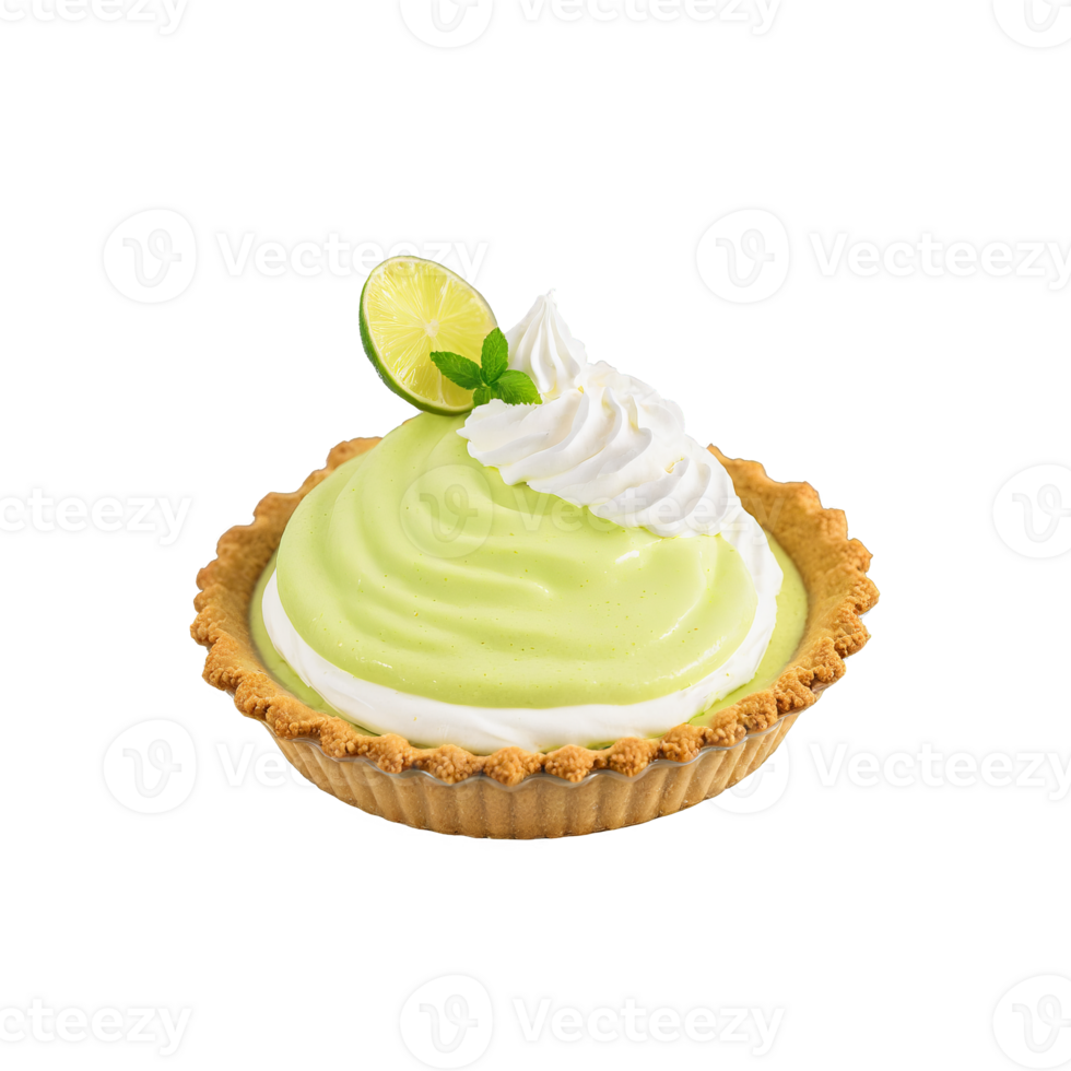 AI Generated Key lime pie with tart filling whipped cream topping graham cracker crust vibrant green color png