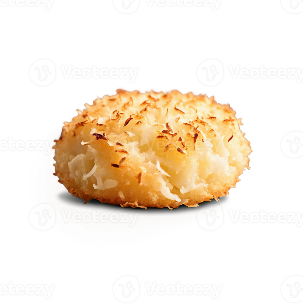 AI Generated Coconut macaroon with crispy exterior moist and chewy interior golden brown color round shape Culinary png