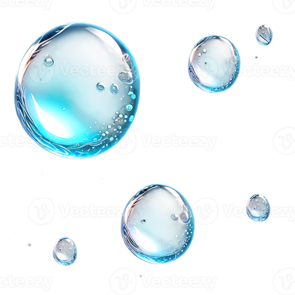 AI Generated Abstract drop water paint strokes and ink drops in aqua watercolor on transparent background. png