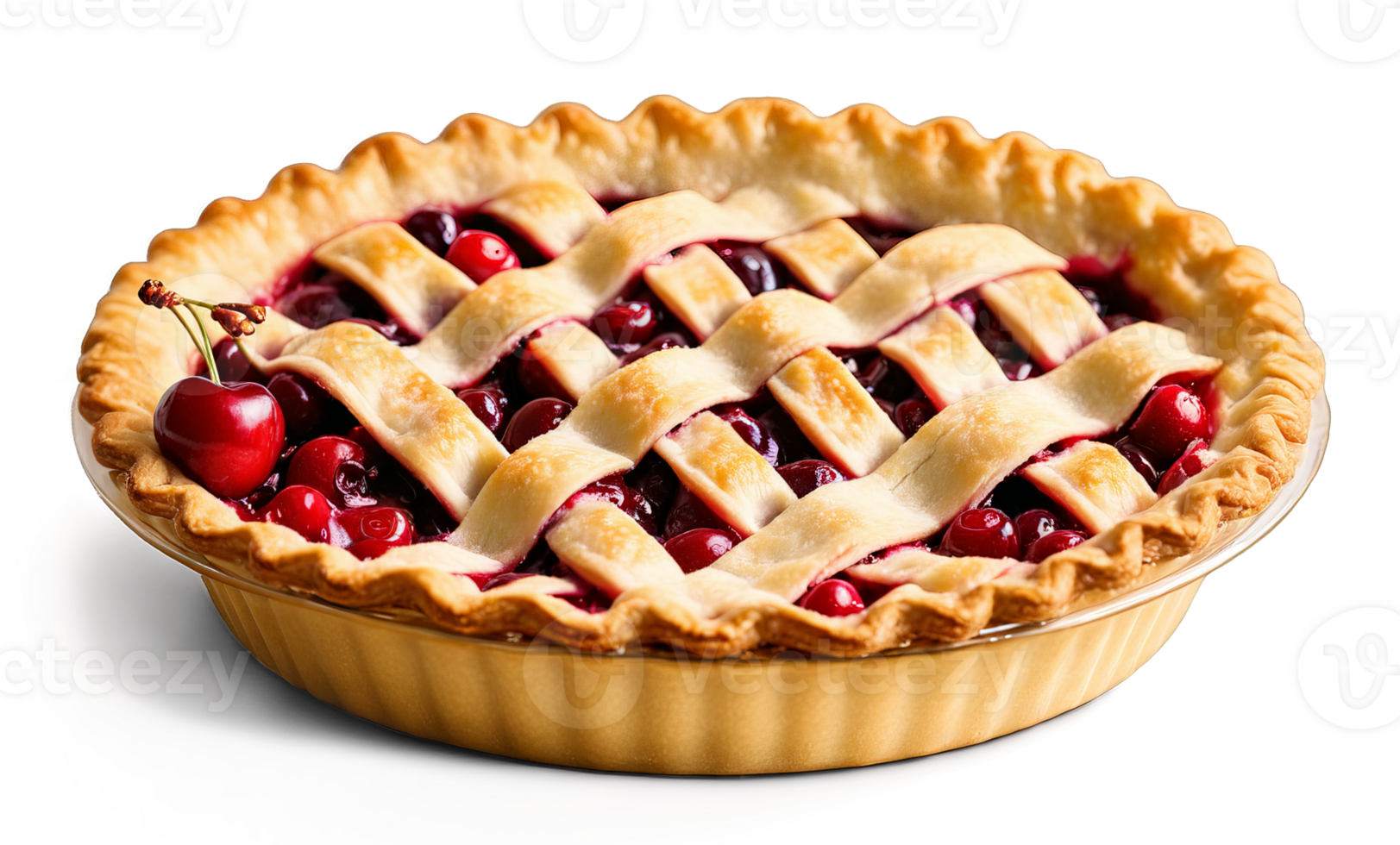 AI Generated Cherry pie with lattice top crust bright red cherry filling flaky pastry glossy finish Culinary png