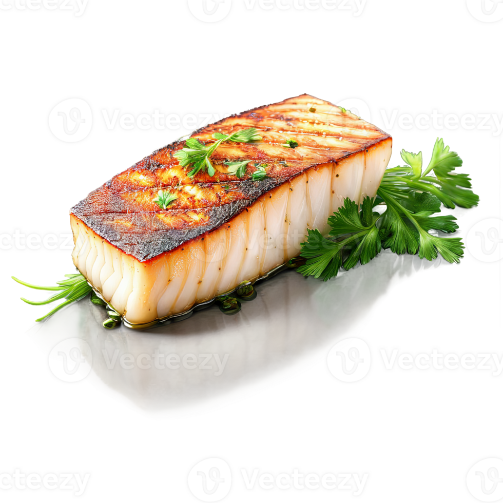 ai gegenereerd Wild gevangen chileens zee bas filet, gegrild naar perfectie, gegarneerd met een takje van vers p png