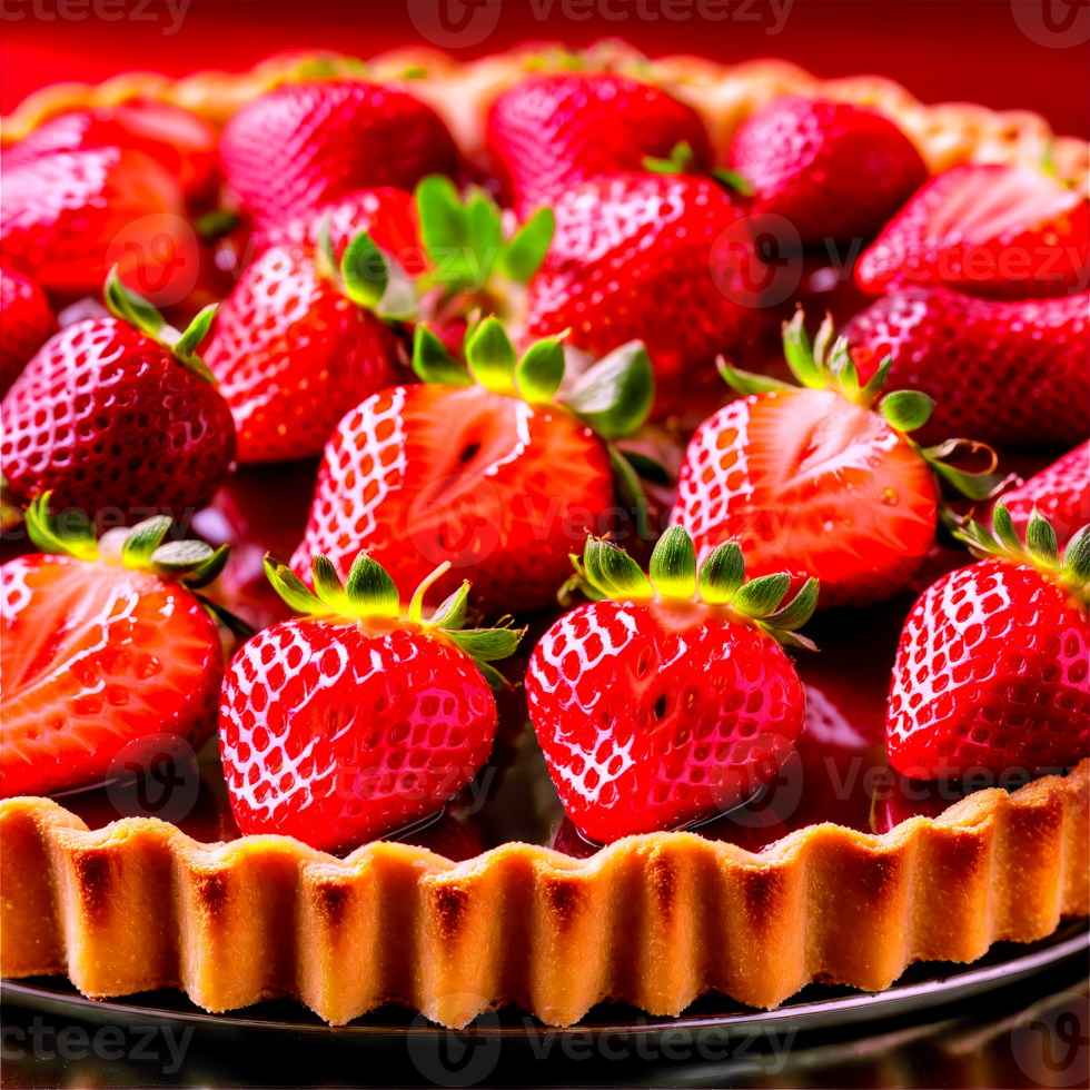 AI Generated Strawberry tart with fresh berries golden brown crust glistening glaze intricate lattice pattern Culinary png
