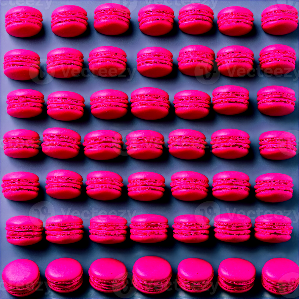 ai generado frambuesa macaron con delicado cáscara suave relleno vibrante rosado color Perfecto circular forma culinario png