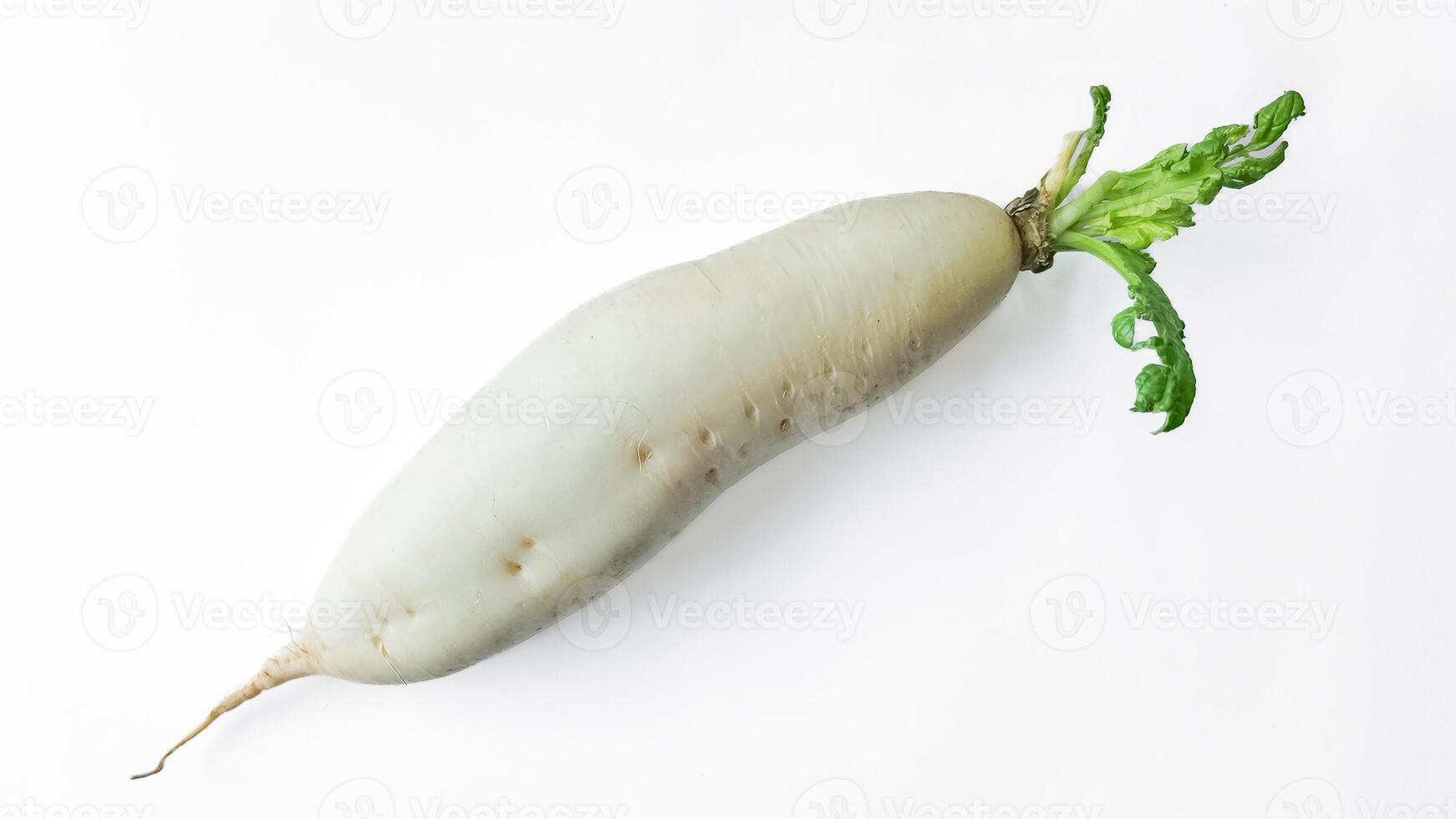 culinario blanco daikon rábano en blanco antecedentes foto