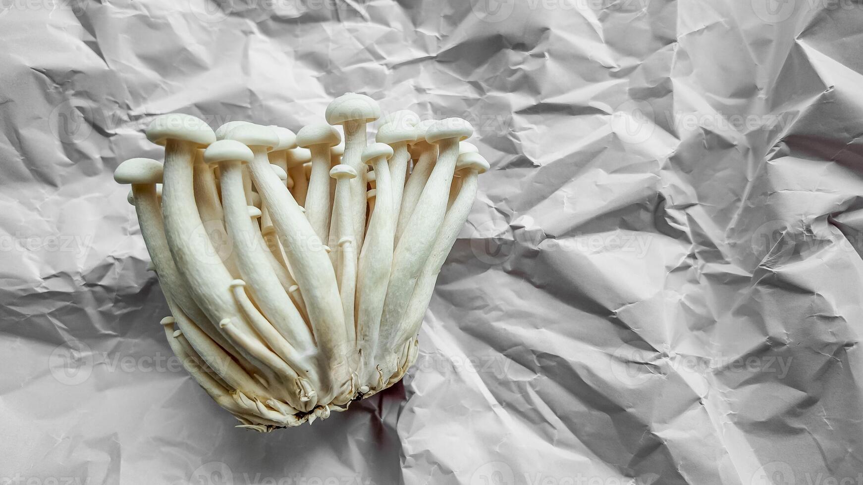 Enoki Mushrooms on White Texture   Food Blog Background photo