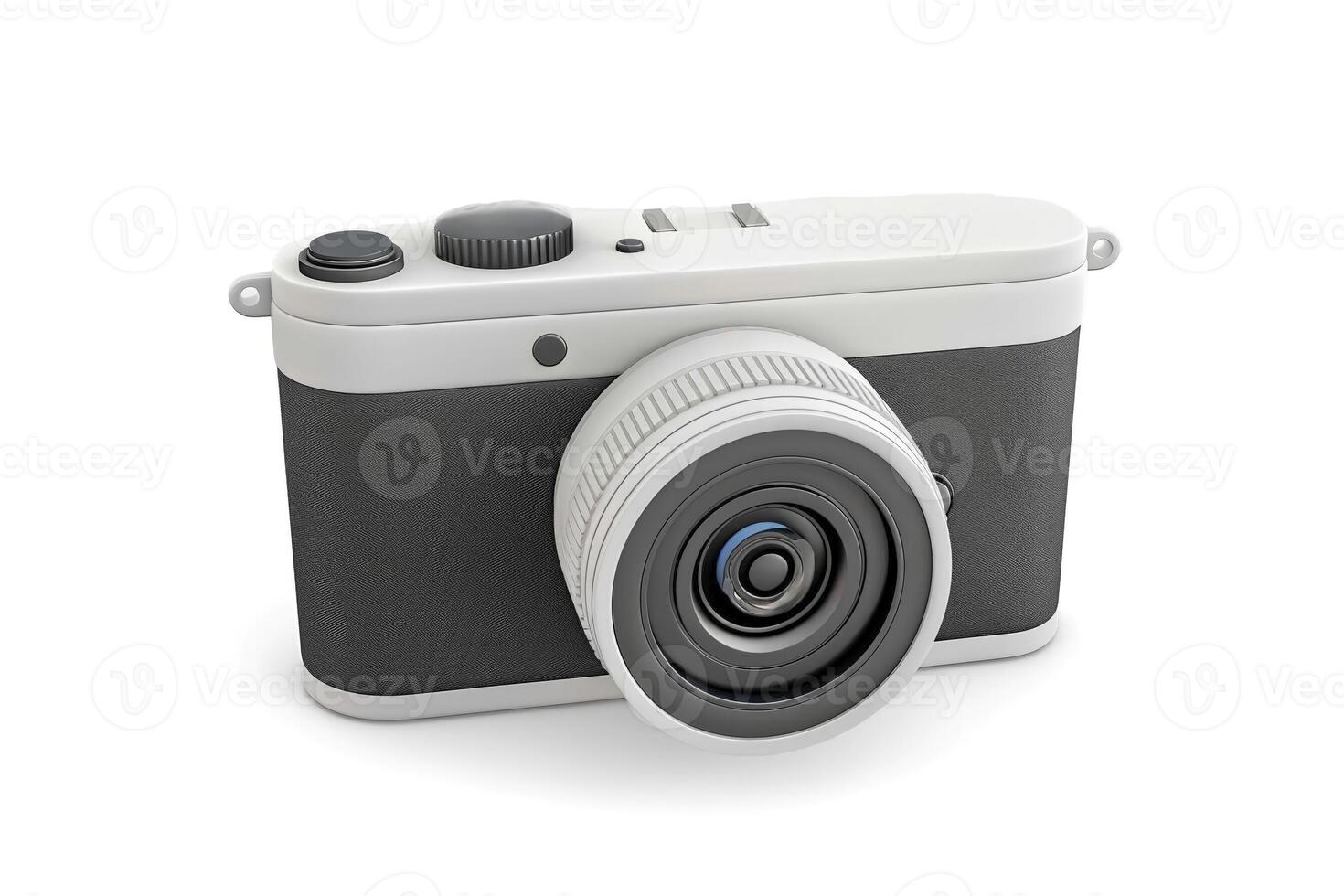 AI generated Vintage Digital Camera on White Background photo