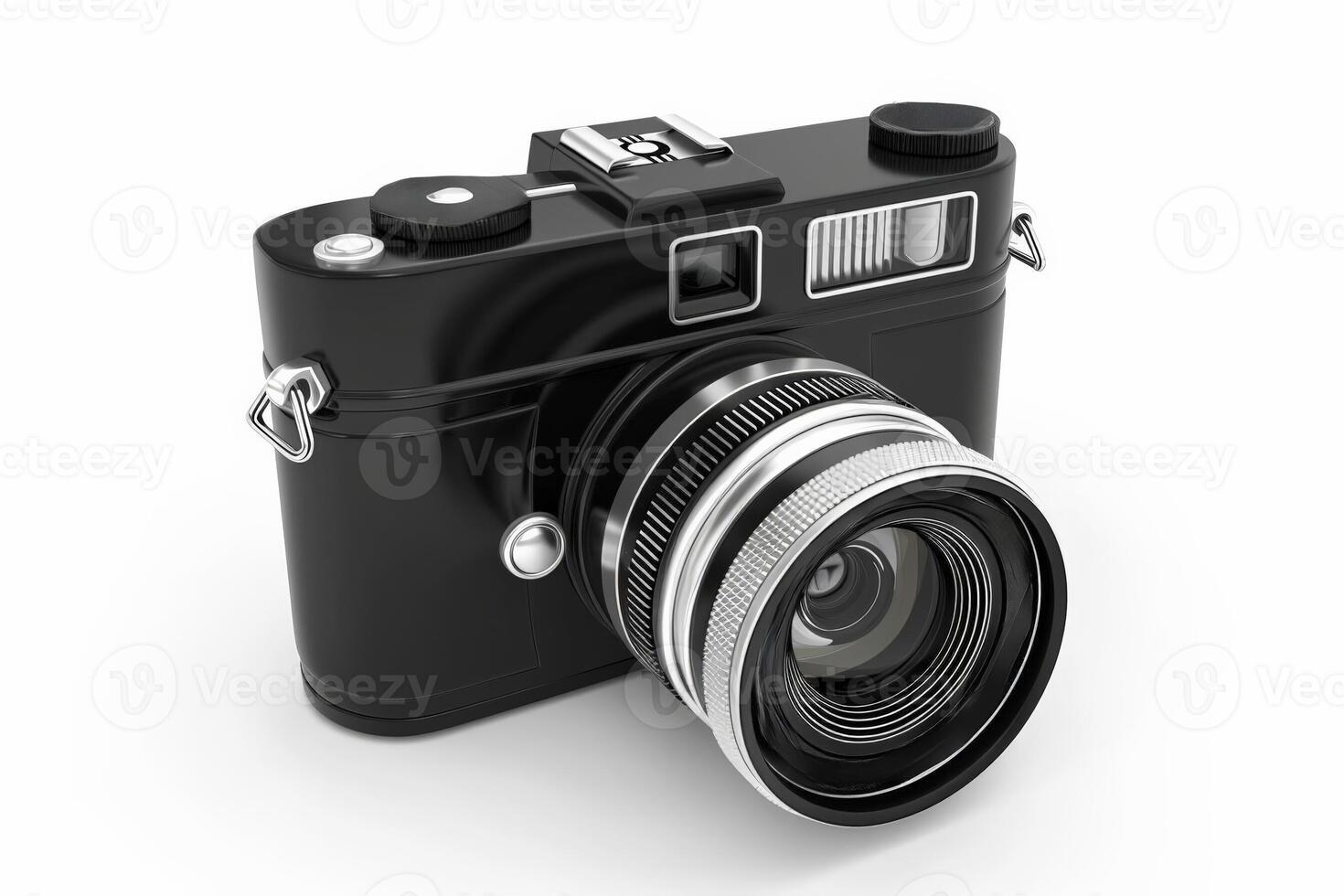 AI generated Vintage Black Camera on White Background photo