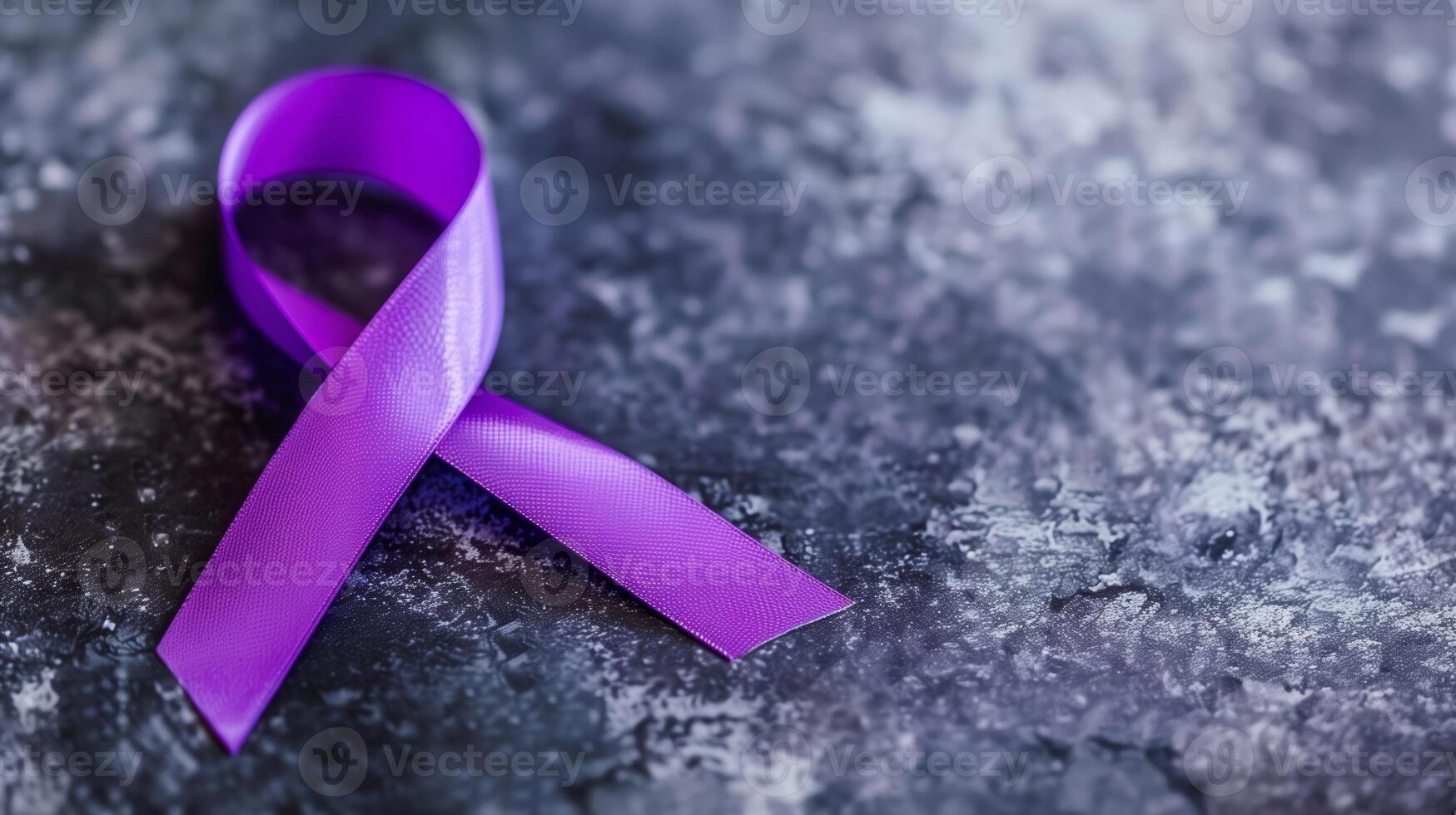 AI generated Lavender awareness ribbon on a textured background symbolizing all cancers for World Cancer Day, with ample copy space photo