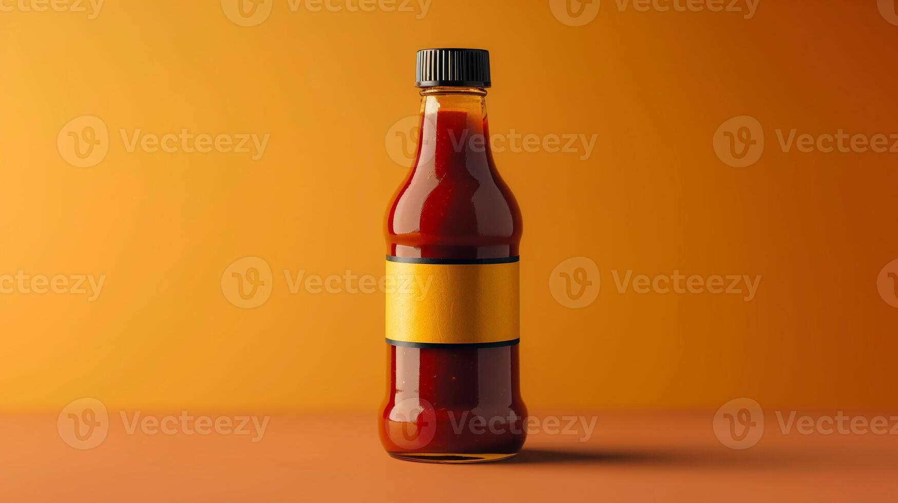 AI generated Barbecue sauce bottle with a unique label design, isolated on a gradient background photo