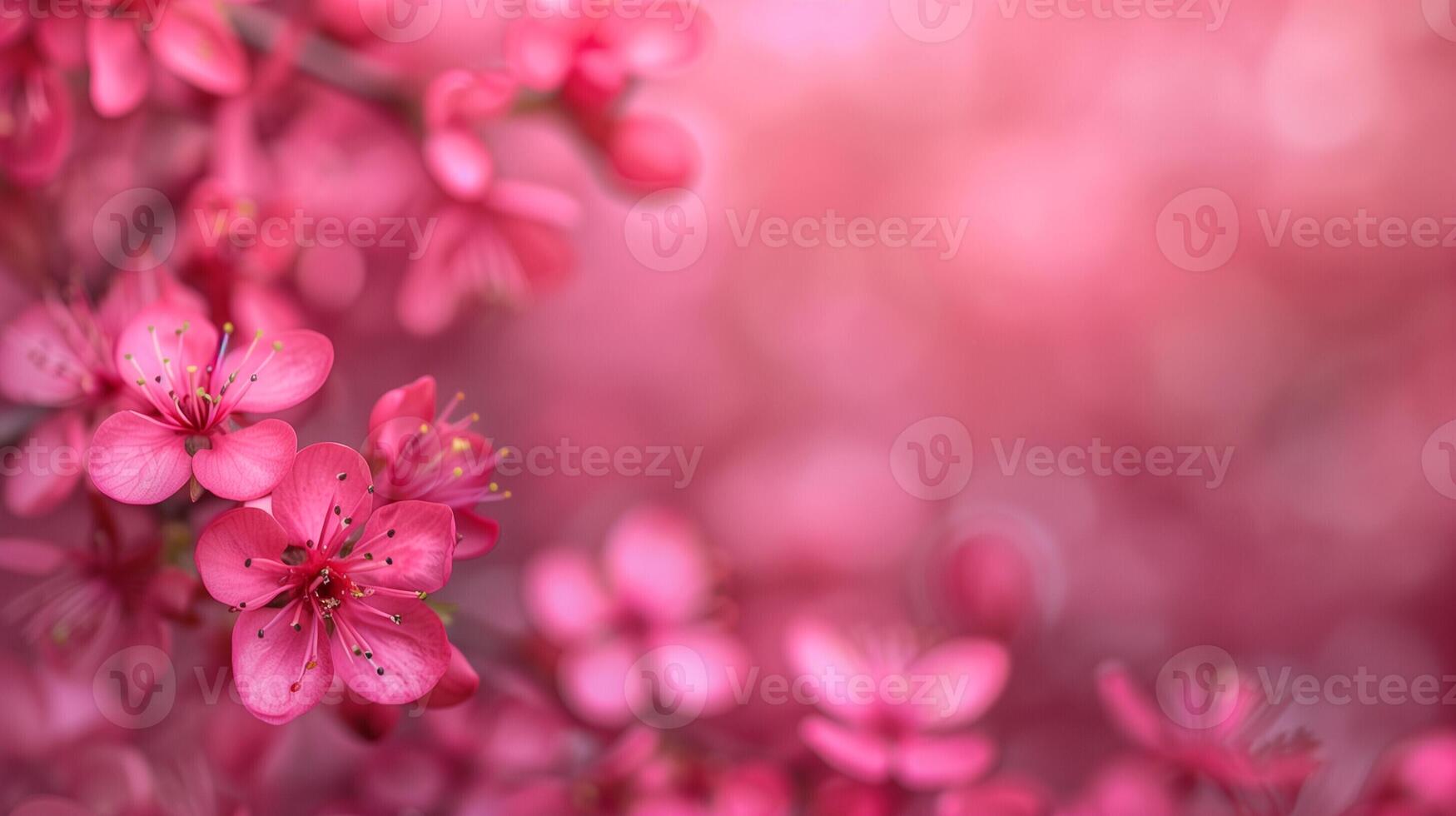 ai generado cerca arriba de vibrante ciruela flores con un borroso fondo, Proporcionar amplio vacío espacio para texto foto