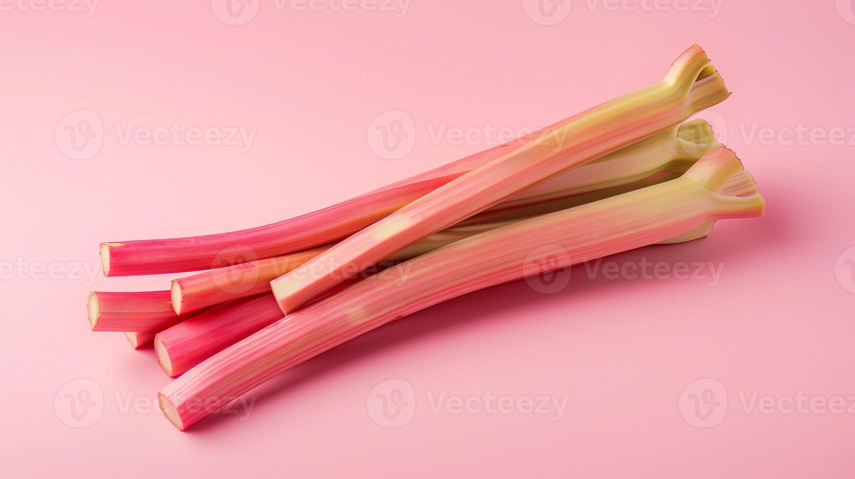 AI generated Freshly harvested rhubarb stalks, isolated on a gradient background, depicting the rhubarb cultivation process photo