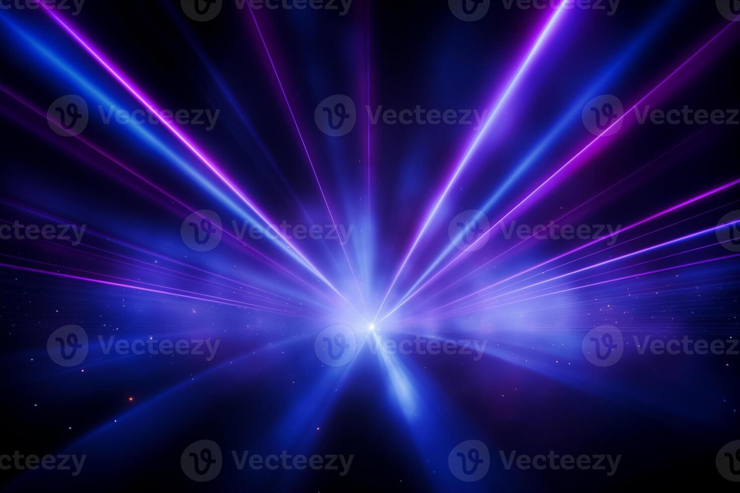AI Generated Blue and violet beams of bright laser light shining on black background photo