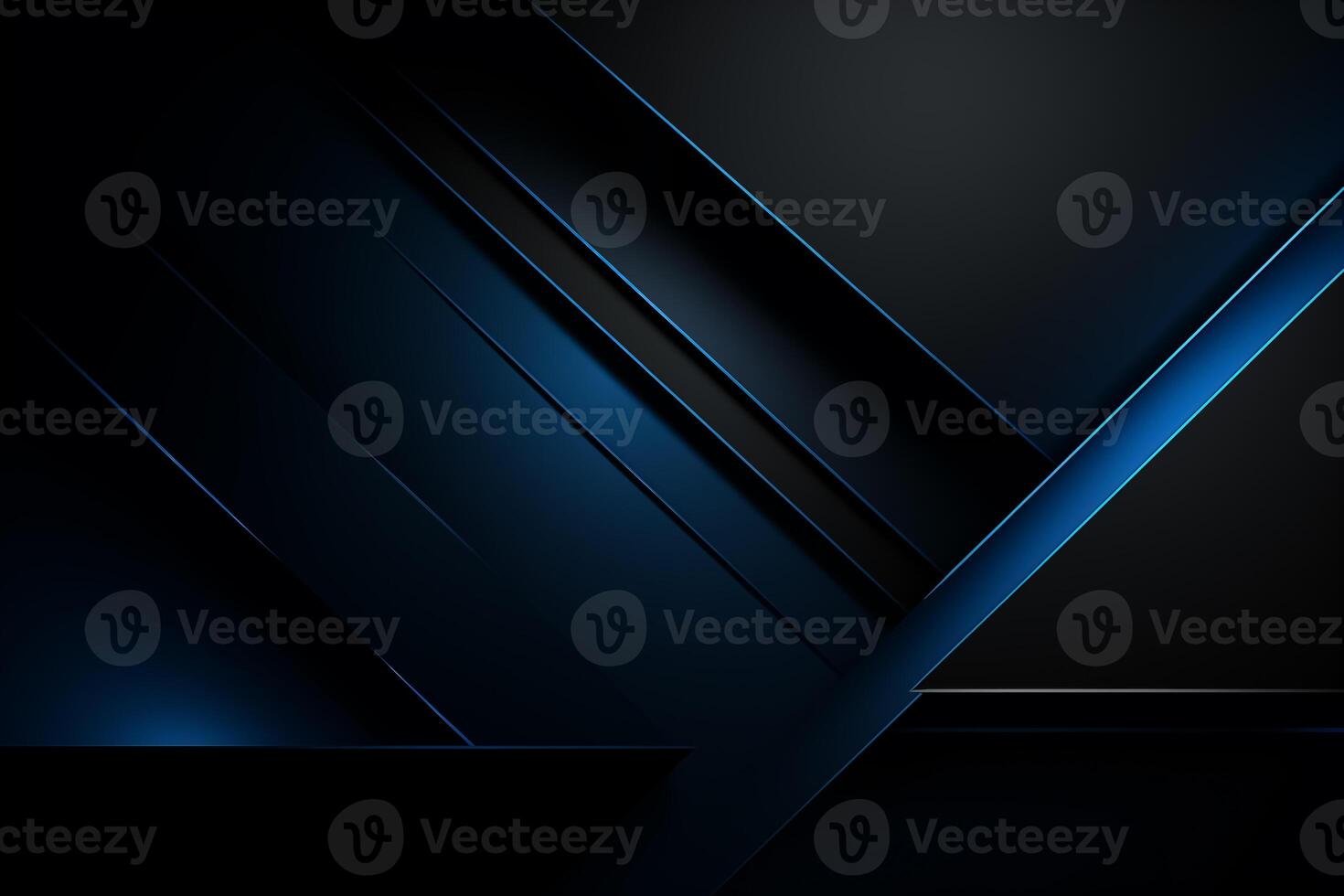 AI Generated Modern black blue abstract background. Minimal. Color gradient. Dark. Web banner. Geometric shape. 3d effect. Lines stripes triangles. Design. Futuristic. Cut paper or metal effect photo