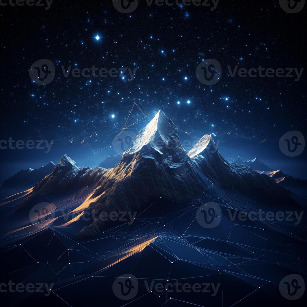 AI Generated Mountains at nightgenerative photo