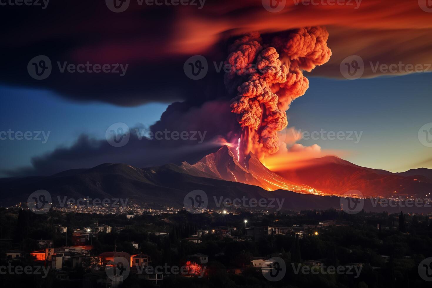 AI Generated overview of the Etna volcano during the eruption photo