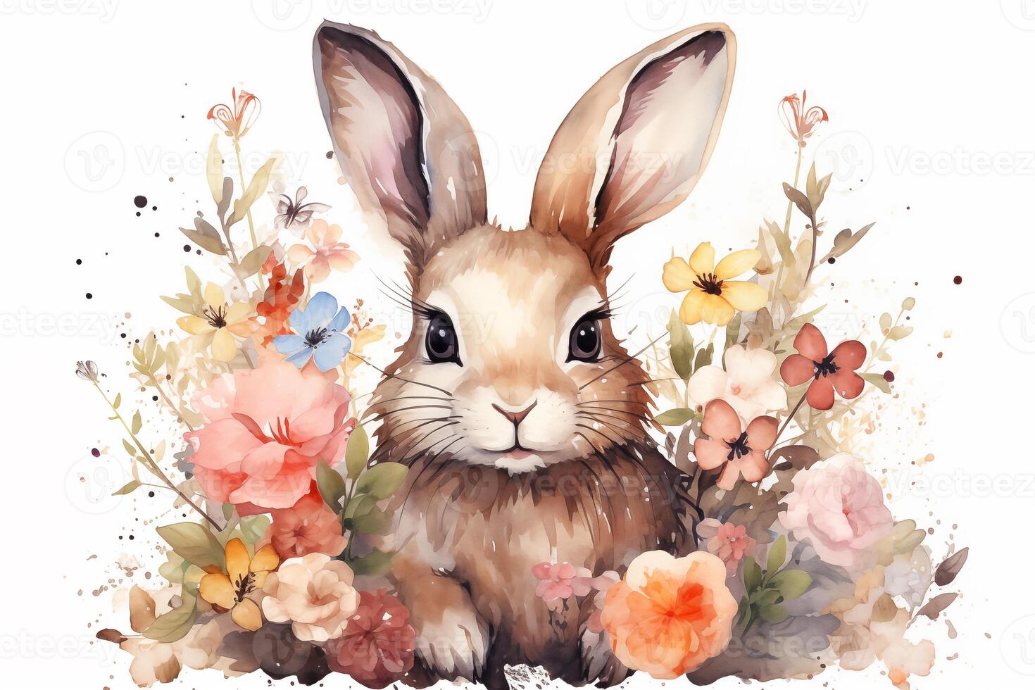 AI Generated cute watercolor easter seamless pattern background photo