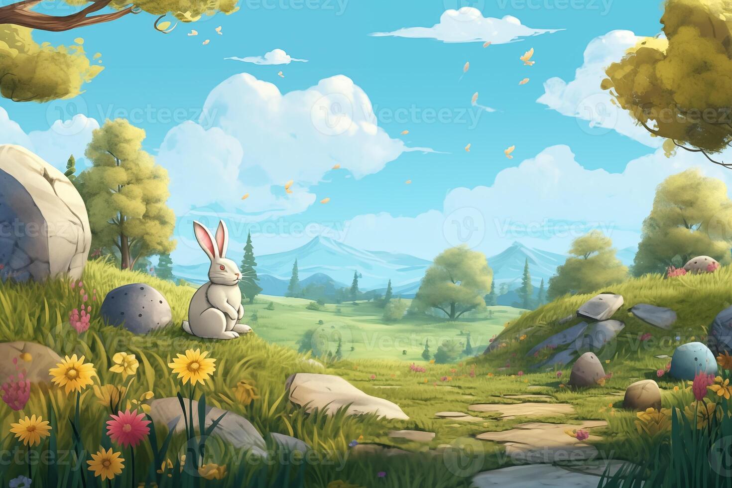 AI Generated Easter background, 2D illustration photo