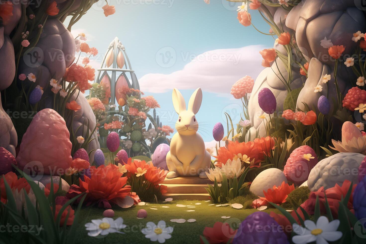 AI Generated Easter background, 2D illustration photo