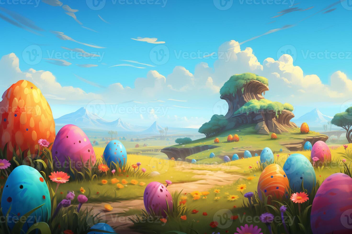 AI Generated Easter background, Expressionism photo