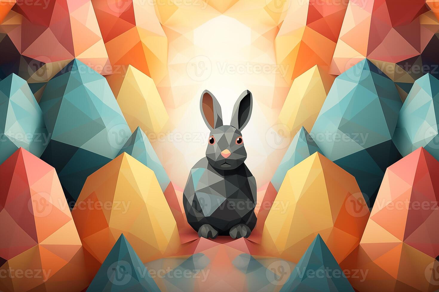 AI Generated Easter background, Geometric style photo