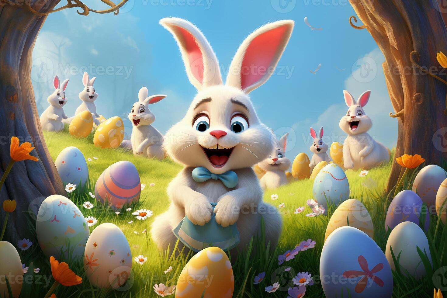 ai generado Pascua de Resurrección fondo, disney estilo ilustraciones foto