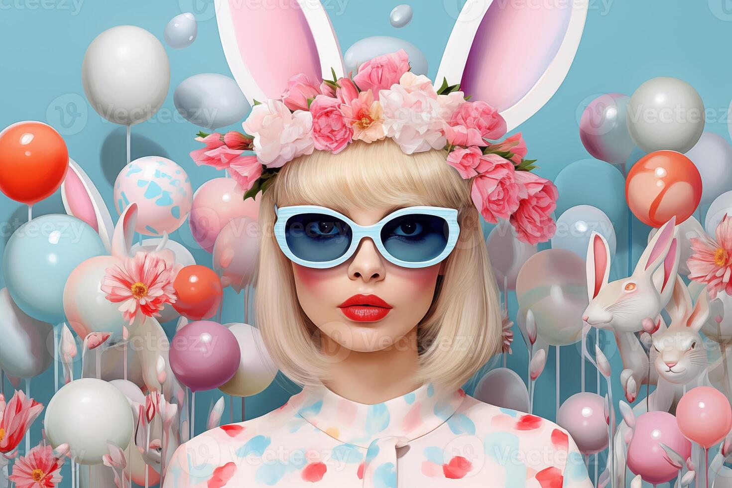 AI Generated Easter background, Fashion illustration style photo