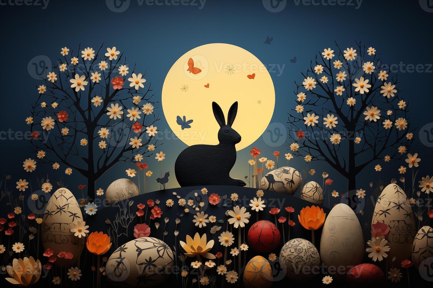 AI Generated Easter background, Pictogram Art photo