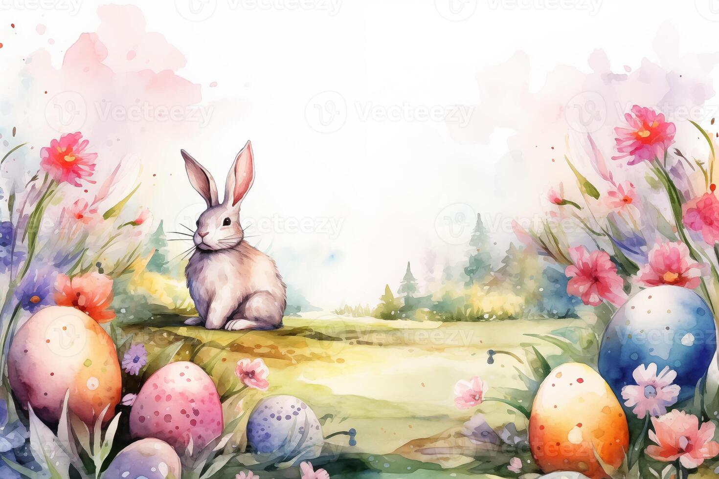 AI Generated Easter background, watercolor photo