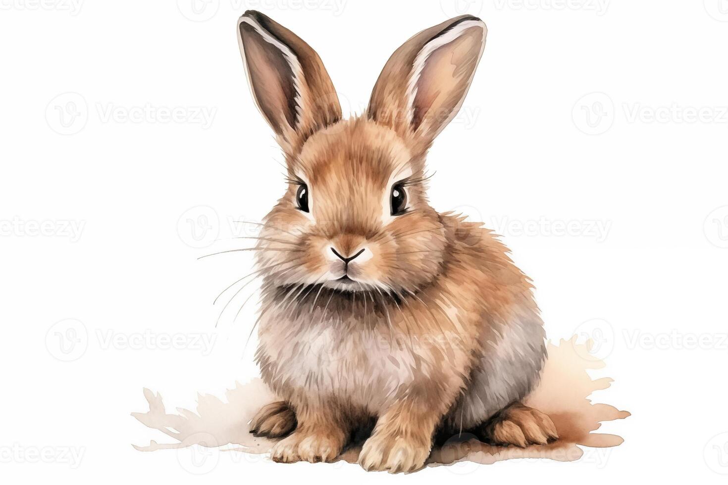 AI Generated Pleasant Easter bunny Isolated watercolor hand sketch. Beautiful image of a rabbit photo