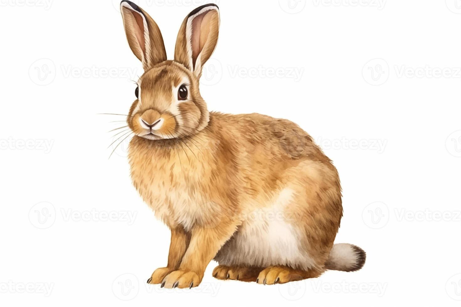 AI Generated Pleasant Easter bunny Isolated watercolor hand sketch. Beautiful image of a rabbit photo