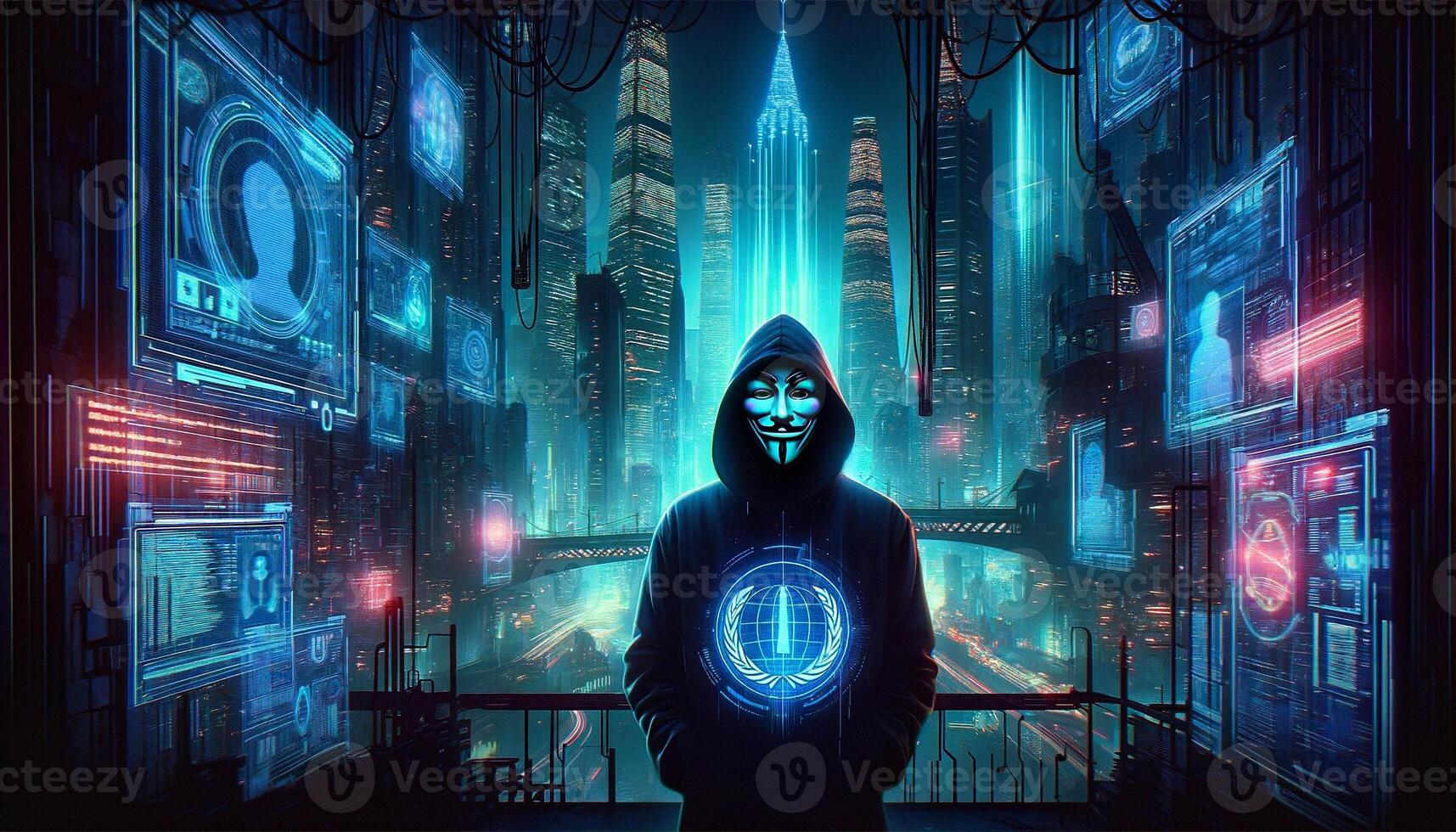 AI Generated The abstract background of the hacker threat photo