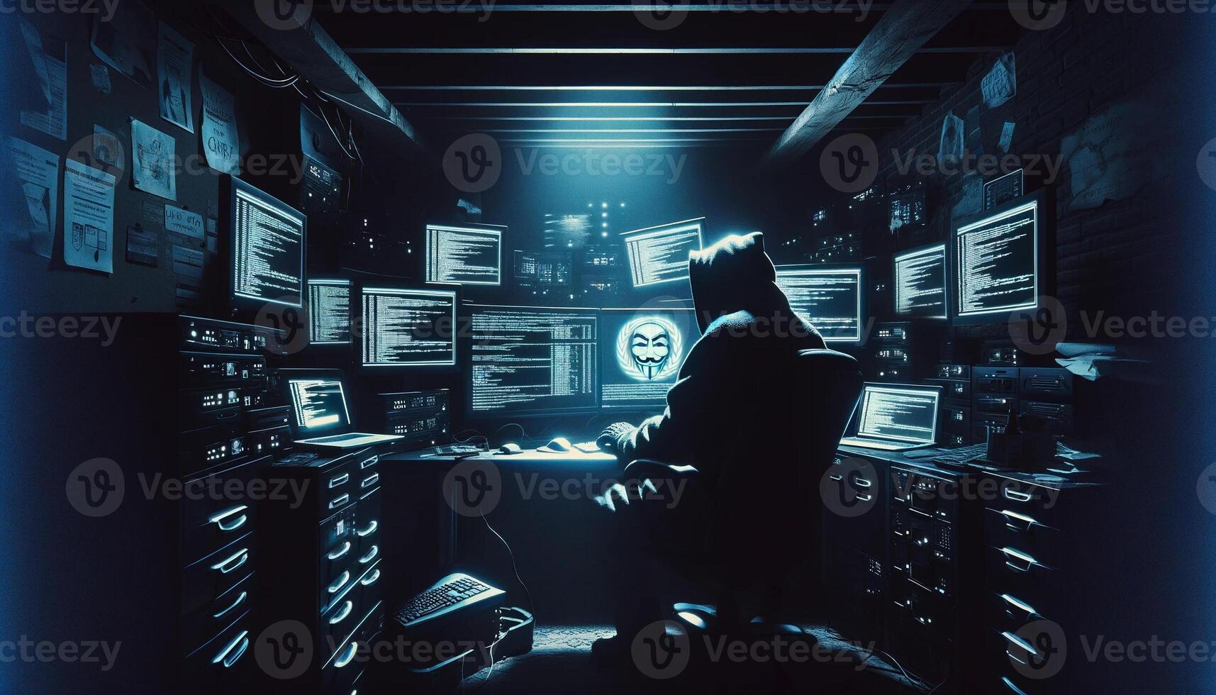 AI Generated The abstract background of the hacker threat photo