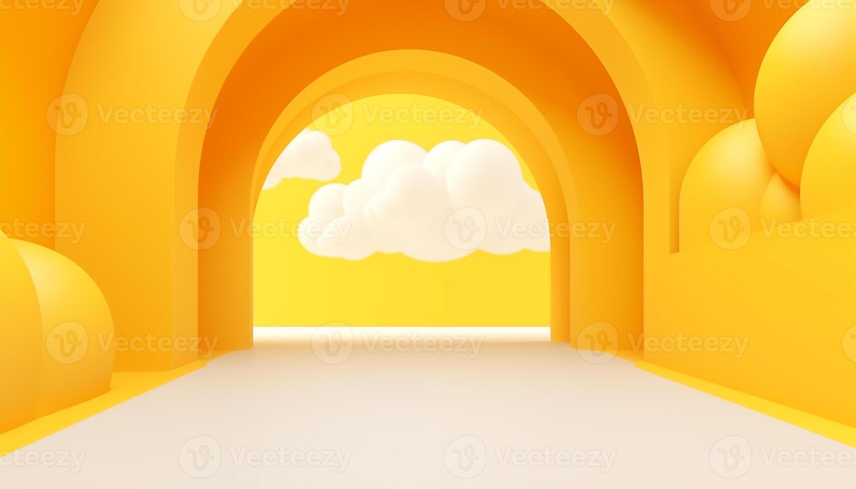 AI Generated Abstract yellow-blue background. Skies and clouds. The entrance to paradise. photo