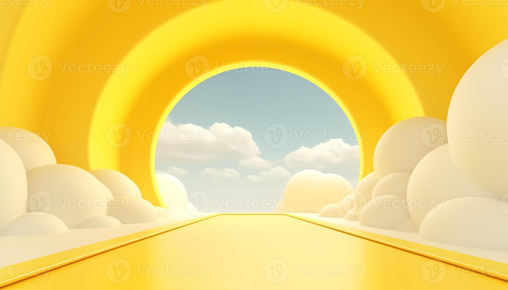 AI Generated Abstract yellow-blue background. Skies and clouds. The entrance to paradise. photo