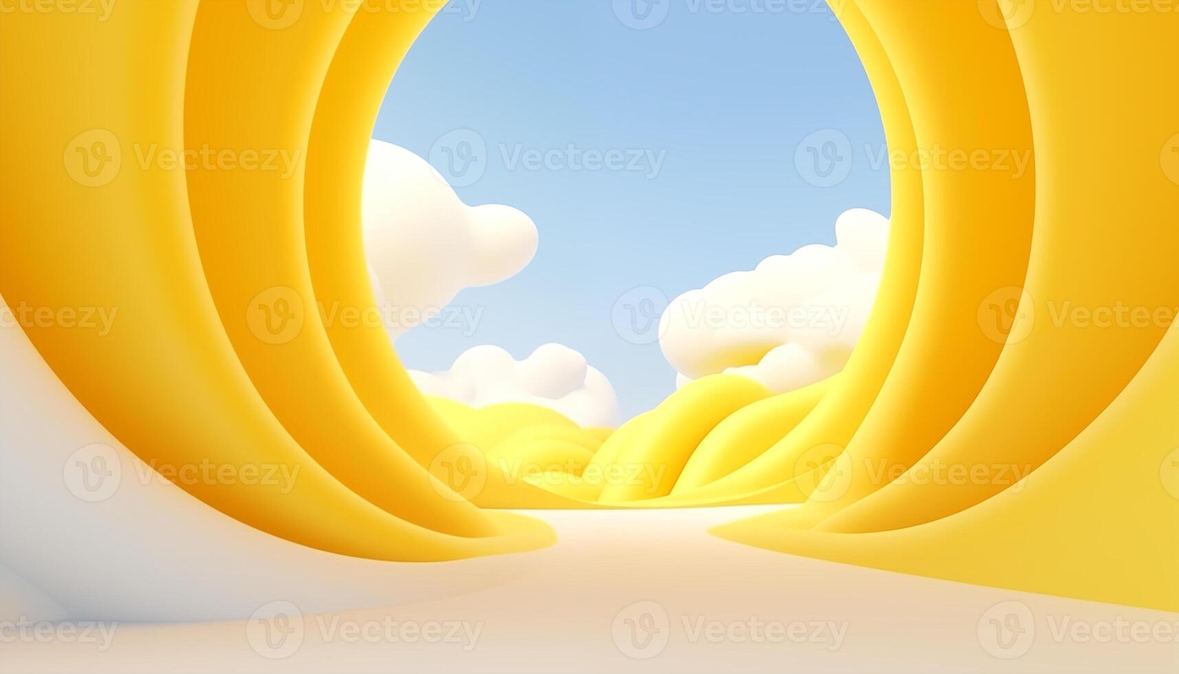 AI Generated Abstract yellow-blue background. Skies and clouds. The entrance to paradise. photo