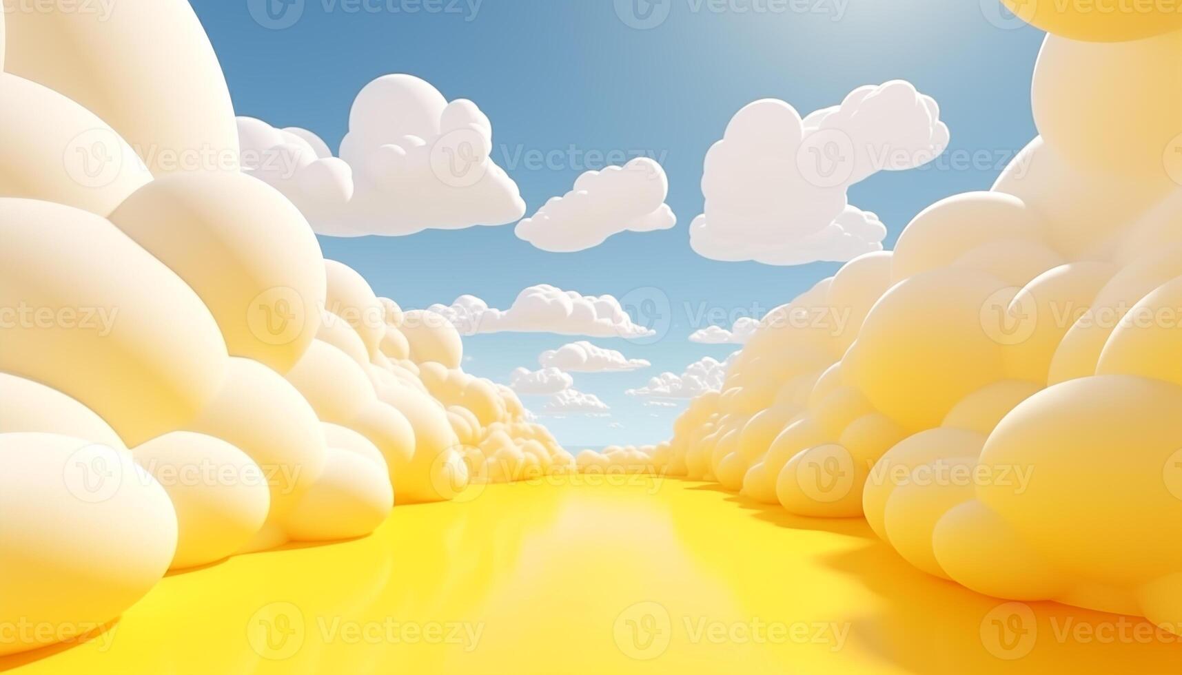 AI Generated Abstract yellow-blue background. Skies and clouds. The entrance to paradise. photo