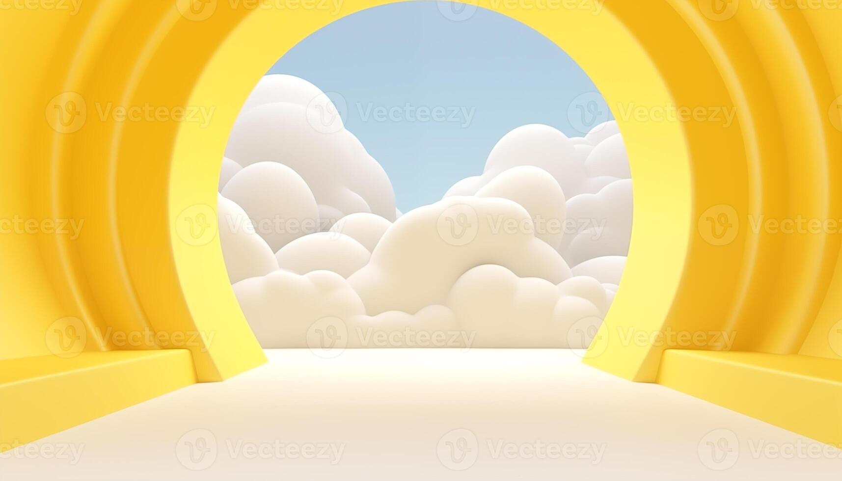 AI Generated Abstract yellow-blue background. Skies and clouds. The entrance to paradise. photo