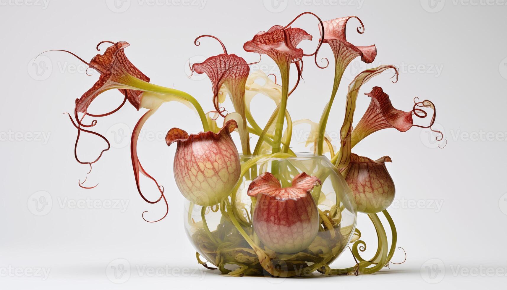 AI Generated A rare and exotic Pitcher Plant isolated, white background photo